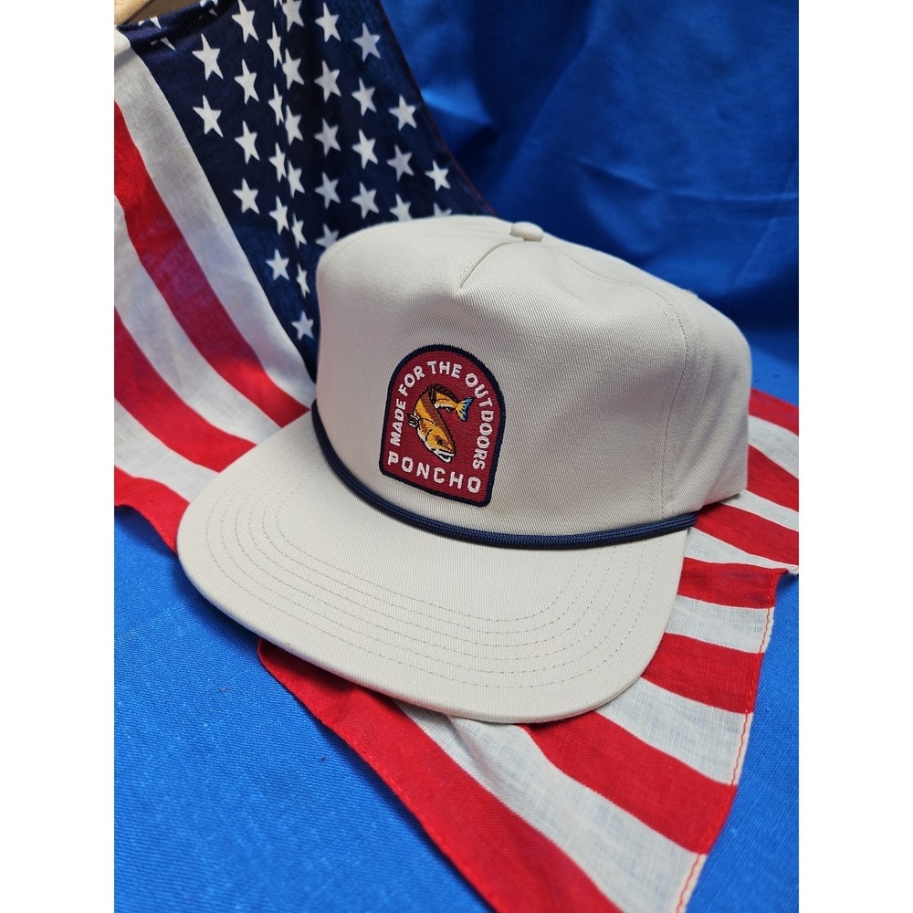 PONCHO Outdoors FISH ANGLERS Cap Trucker Hat Adjustable Snapback Khaki NEW